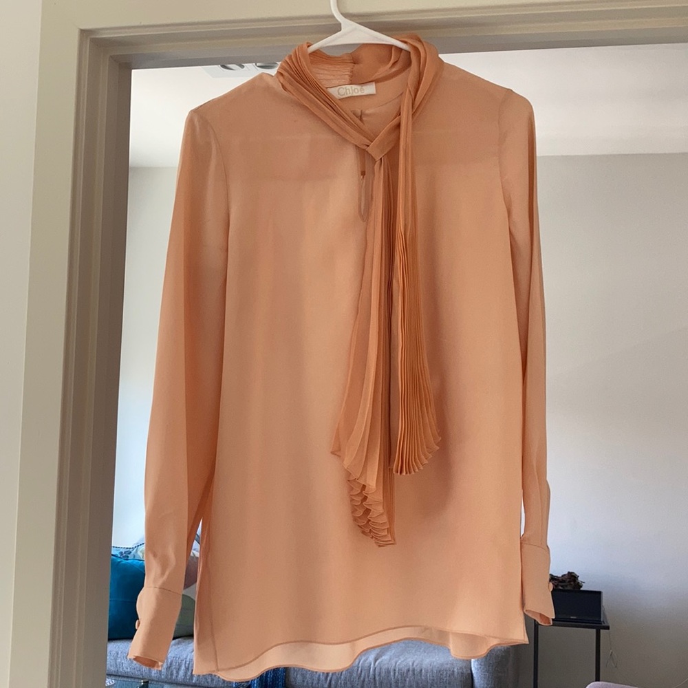 Chloé Silk Tie Neck Blouse